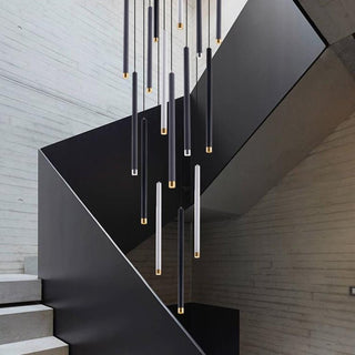 Cylindrical Two Color LED Chandelier - Dazzling Illumination-Staircase Chandeliers
