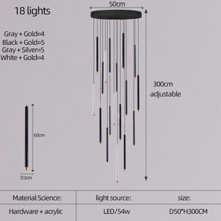 Cylindrical Two Color LED Chandelier - Dazzling Illumination-Staircase Chandeliers