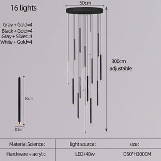 Cylindrical Two Color LED Chandelier - Dazzling Illumination-Staircase Chandeliers