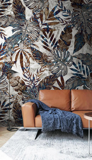 Dark Glittery Leaves Wallpaper Mural-Flower & Leaf Wallpaper
