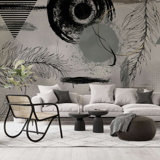 Dark Pattern Green - Living Room Wallpaper Mural-Flower & Leaf Wallpaper