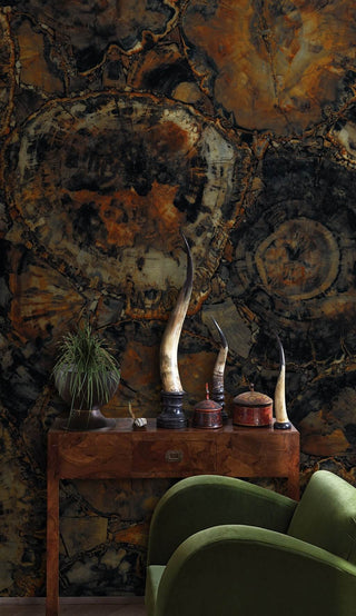 Dark Wood Forest Logs Wallpaper Mural-Geometric Shapes Wallpaper