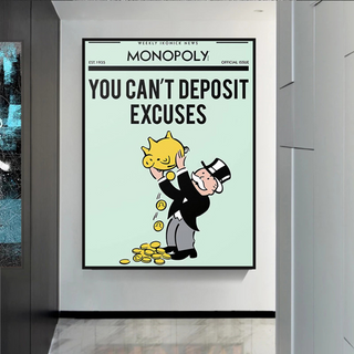 Deposit Excuses: Monopoly Canvas Wall Art-Wall Posters
