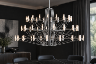 Lámpara de araña LED Coppelia de diseño – luz en cascada en 4 acabados y 2 tamaños