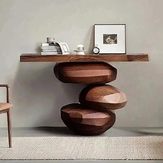 Designer Minimalist Oak Wood Trendy Console Table-Console Tables