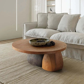 Living room household small round table designer creative coffee table log low table-