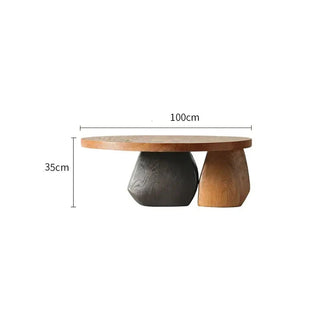 Living room household small round table designer creative coffee table log low table-