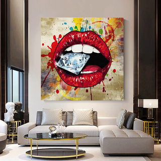 Diamond in Lips Canvas Wall Art-Wall Posters