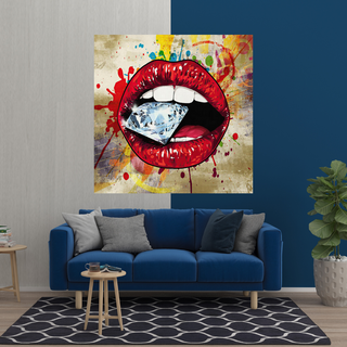 Diamond in Lips Canvas Wall Art-Wall Posters