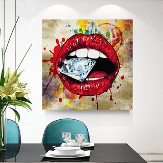 Diamond in Lips Canvas Wall Art-Wall Posters