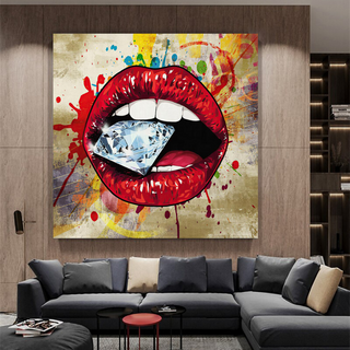 Diamond in Lips Canvas Wall Art-Wall Posters