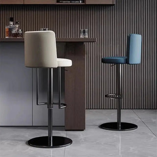 Disk Base Leather Adjustable Bar Stool-Bar Stools