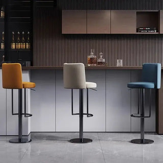 Disk Base Leather Adjustable Bar Stool-Bar Stools