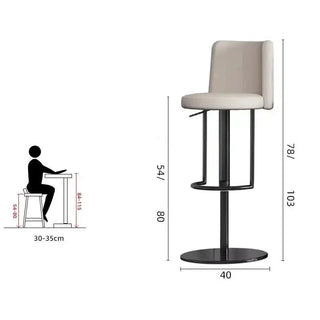 Disk Base Leather Adjustable Bar Stool-Bar Stools