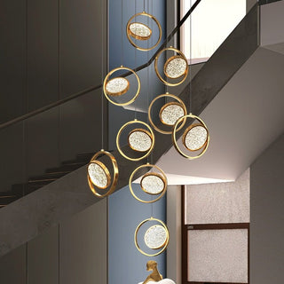 Double Rings Staircase Chandelier: Luxury Lighting Fixture-Staircase Chandeliers