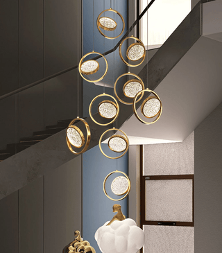 Double Rings Staircase Chandelier: Luxury Lighting Fixture-Staircase Chandeliers
