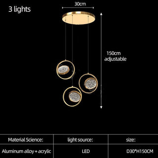 Double Rings Staircase Chandelier: Luxury Lighting Fixture-Staircase Chandeliers