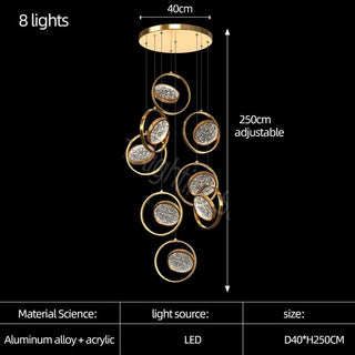Double Rings Staircase Chandelier: Luxury Lighting Fixture-Staircase Chandeliers