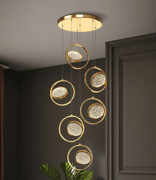 Double Rings Staircase Chandelier: Luxury Lighting Fixture-Staircase Chandeliers