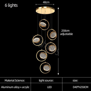 Double Rings Staircase Chandelier: Luxury Lighting Fixture-Staircase Chandeliers