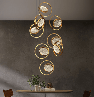 Double Rings Staircase Chandelier: Luxury Lighting Fixture-Staircase Chandeliers