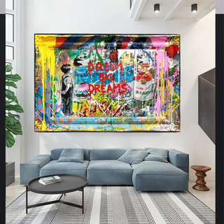 Dream Big Banksy Canvas Wall Art - Inspirational Graffiti Gift-Wall Posters