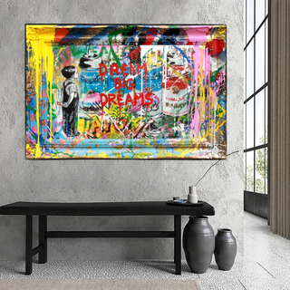 Dream Big Banksy Canvas Wall Art - Inspirational Graffiti Gift-Wall Posters