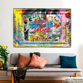 Dream Big Banksy Canvas Wall Art - Inspirational Graffiti Gift-Wall Posters