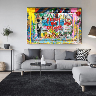Dream Big Banksy Canvas Wall Art - Inspirational Graffiti Gift-Wall Posters