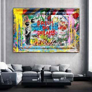Dream Big Banksy Canvas Wall Art - Inspirational Graffiti Gift-Wall Posters