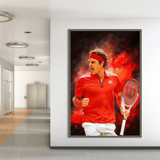 Elegant Federer Backhand – Premium Canvas Wall Art-Tennis Wall Art