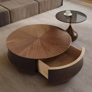 Elegant Sold Wood Corner Coffee Table with Storage-Coffee Table