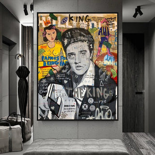 Elvis Presley Singer Graffiti Canvas Wall Art-Elvis Wall Art