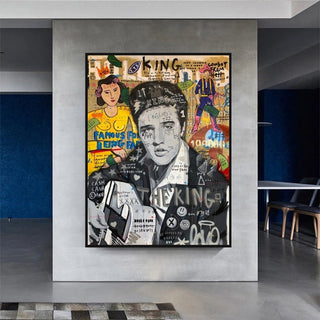 Elvis Presley Singer Graffiti Canvas Wall Art-Elvis Wall Art