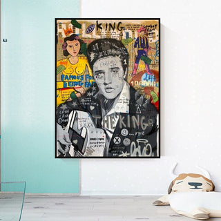Elvis Presley Singer Graffiti Canvas Wall Art-Elvis Wall Art
