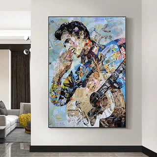 Elvis Presley Singer Portrait Canvas Painting Abstract Magazine Wall Art-Elvis Wall Art