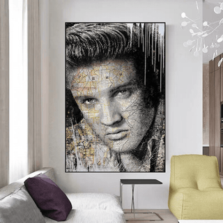 Elvis Presley Singer Portrait Canvas Painting Abstract Magazine Wall Art-Elvis Wall Art