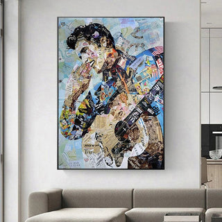 Elvis Presley Singer Portrait Canvas Painting Abstract Magazine Wall Art-Elvis Wall Art