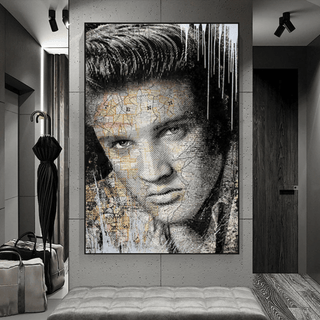 Elvis Presley Singer Portrait Canvas Painting Abstract Magazine Wall Art-Elvis Wall Art