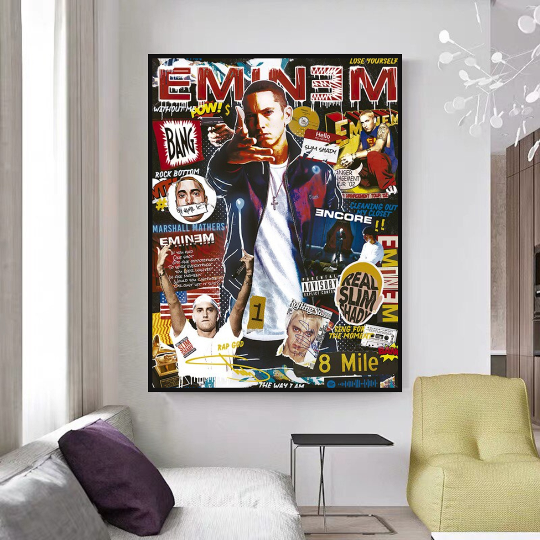 Qunchaos Eminem, vingers, papier, veelkleurige poster, muziekposters voor de kamer, esthetische canvas muurkunst slaapkamer decoratie, 50 x 75 cm Qunchaos Eminem, vingers, papier, veelkleurige poster, muziekposters voor de kamer, esthetische canvas muurkunst slaapkamer decoratie, 50 x 75 cm