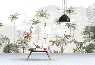 Enchanting Animals in Forest Nursery Wallpaper-Kids Room Wallpaper