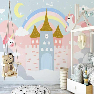 Enchanting Pink Castle Wallpaper-Kids Room Wallpaper