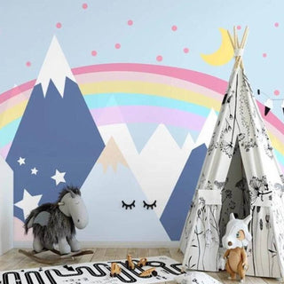 Enchanting Rainbow Peaks Baby Room Wallpaper-Kids Room Wallpaper