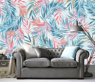 Exotic Watercolour Design Leaves Wallpaper Mural-Flower & Leaf Wallpaper