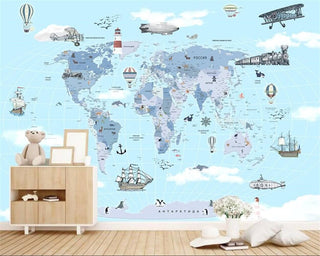 Exploring Animal Kingdom World Map Wallpaper-Kids Room Wallpaper