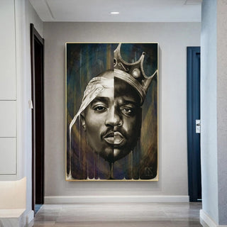 Famous Rapper Singer Portrait of Tupac Canvas Wall Art-TuPac Wall Art