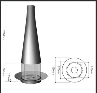 Firewood Atomised Suspension Hanging Gas Fireplace for Villas and Mansions-Fireplaces