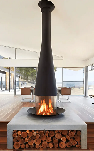 Firewood Atomised Suspension Hanging Gas Fireplace for Villas and Mansions-Fireplaces