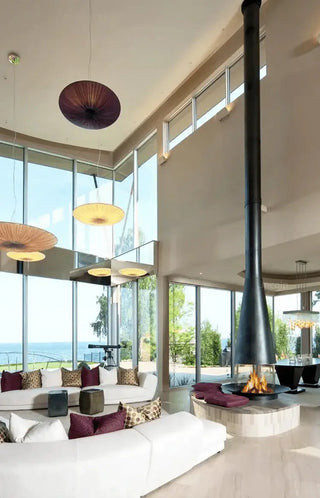Firewood Atomised Suspension Hanging Gas Fireplace for Villas and Mansions-Fireplaces
