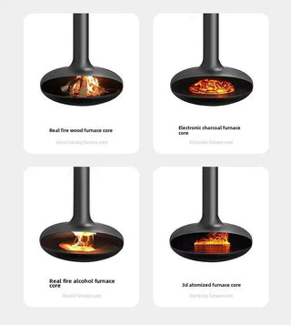 Firewood Saucer Hanging Wood 360 Degree Rotatable Fireplace-Fireplaces